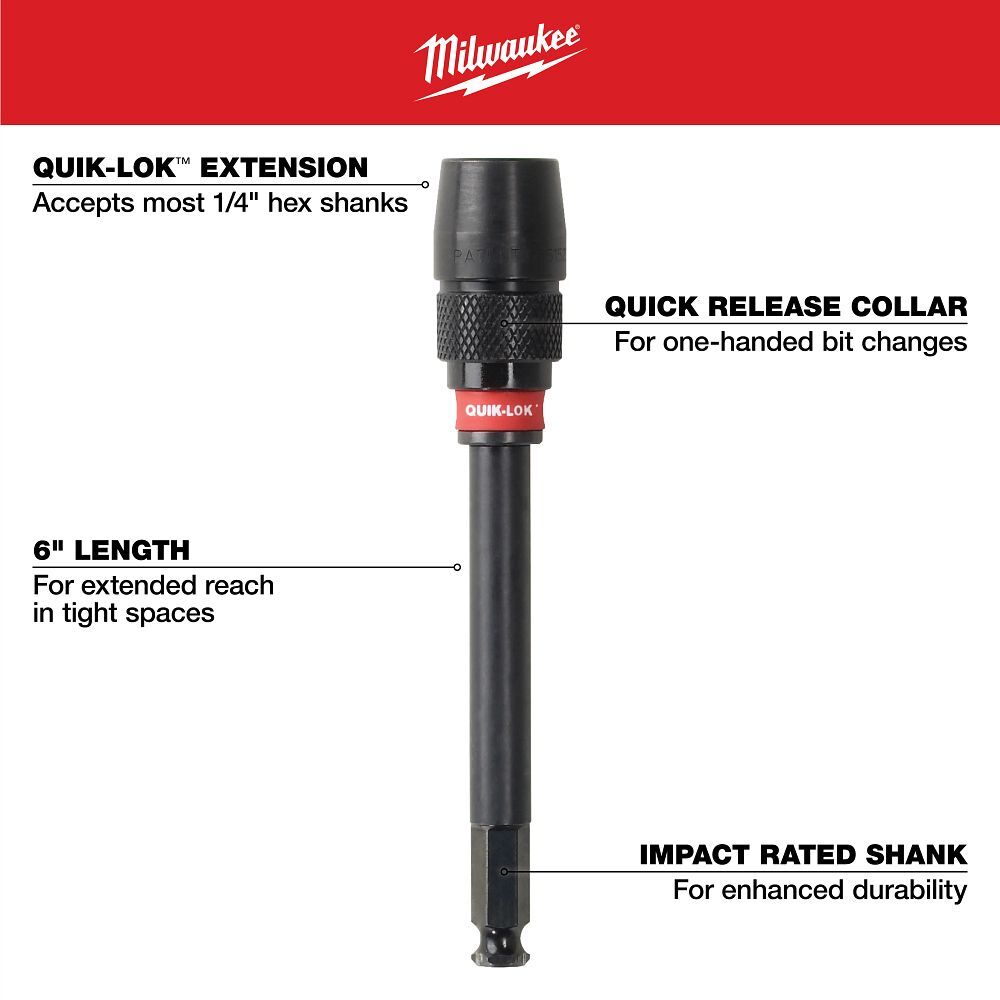 Milwaukee Universal Quik-Lok Extension, 1/4-In x 6-In