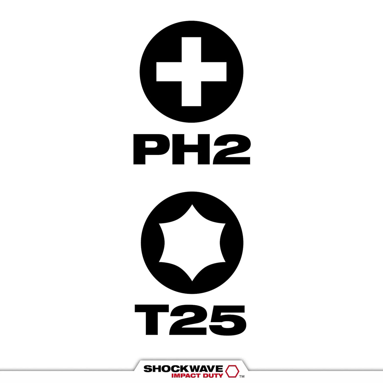 Milwaukee Shockwave #2 Phillips/T25 Torx Impact Duty Double Ended Bit, 2 3/8-In