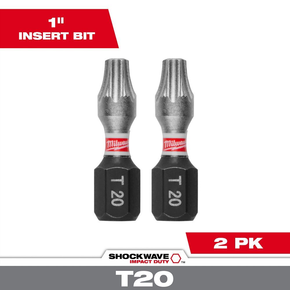 Milwaukee Shockwave Impact T20 Torx Bit, 1-In, 2-Pc