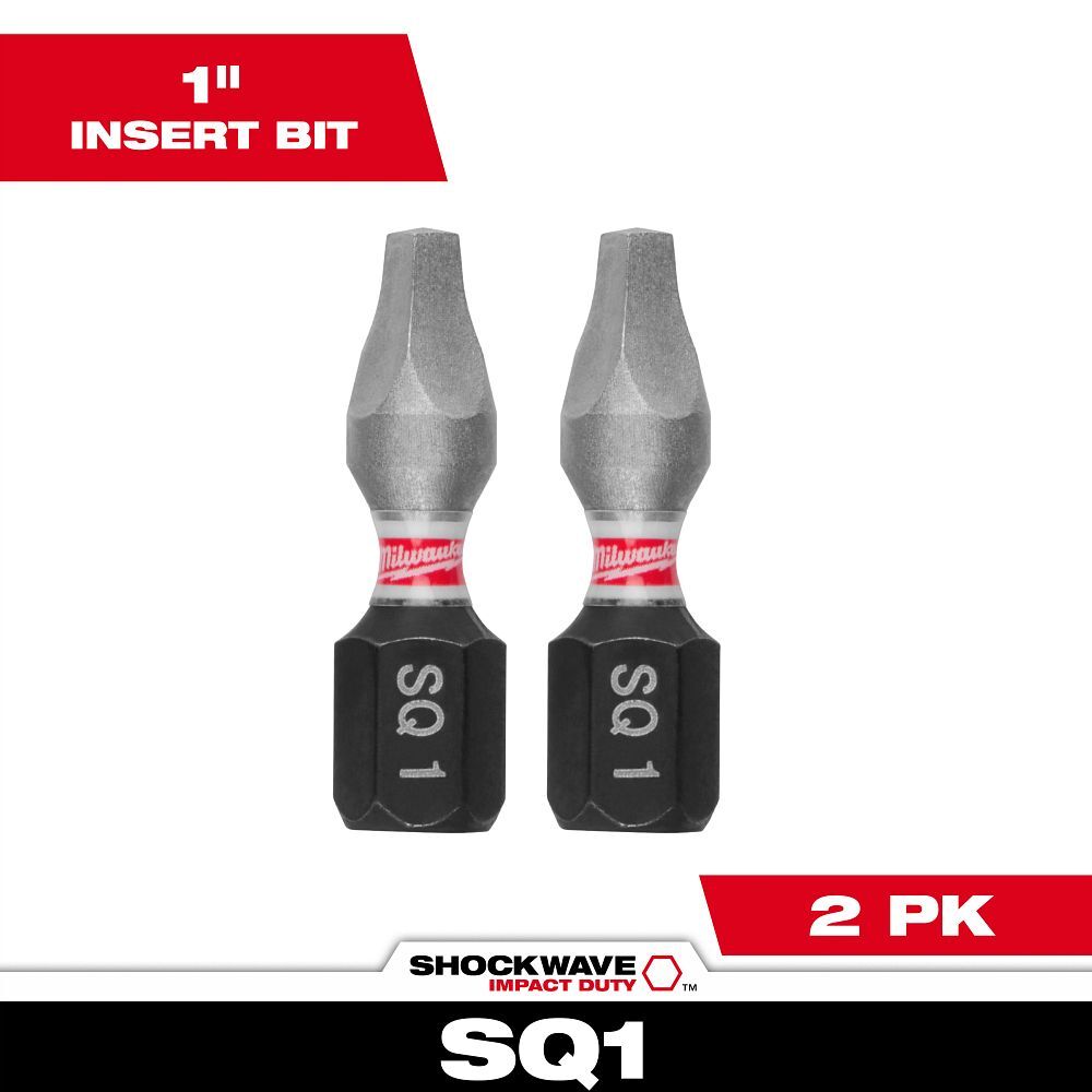 Milwaukee Shockwave Impact #1 Square Bit, 1-In, 2-Pc