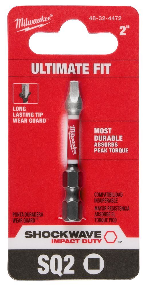 Milwaukee Shockwave Impact #2 Square Bit, 2-In