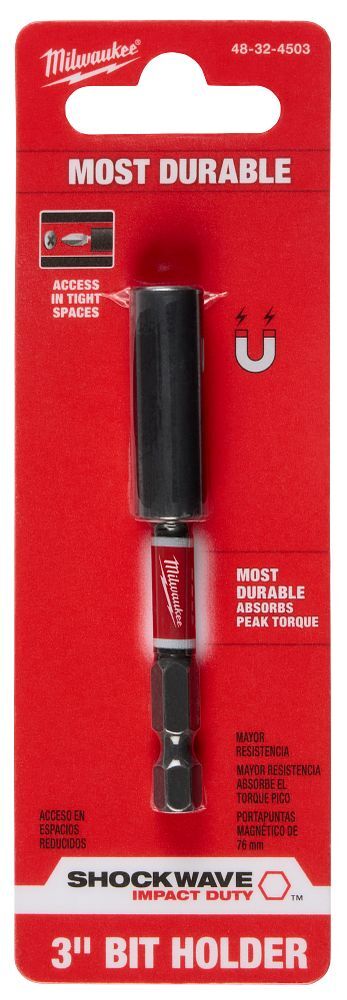 Milwaukee Shockwave Impact Magnetic Bit Holder, 3-In