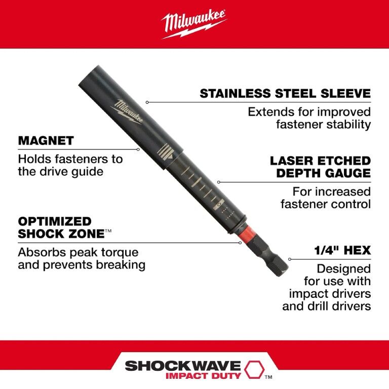 Milwaukee Shockwave Impact Duty Magnetic Drive Guide Bit Set, 3-In, 7-Pc