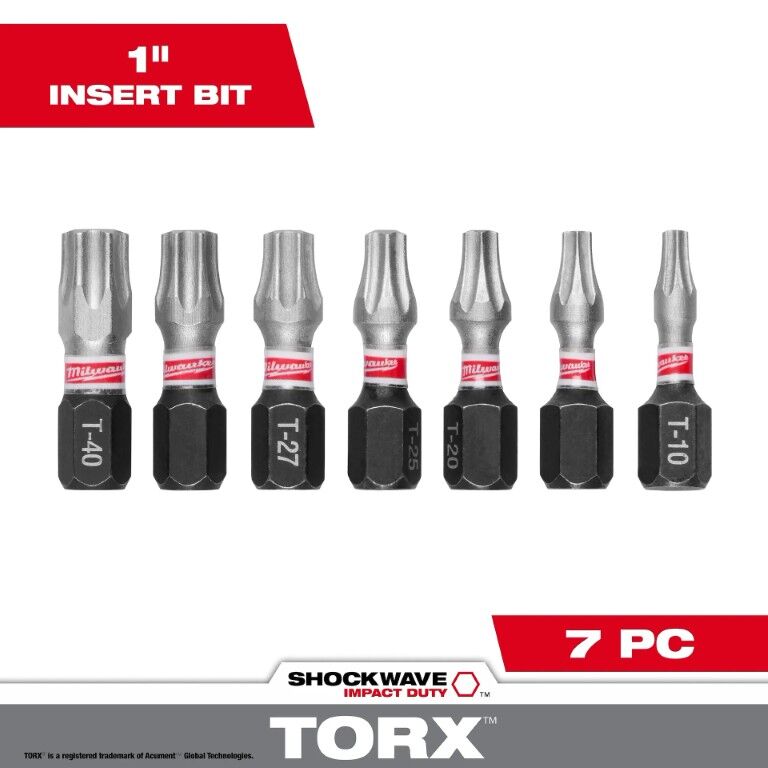 Milwaukee Shockwave Impact Duty Torx Insert Bit Set, 1-In, 7-Pc
