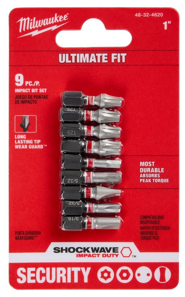 Milwaukee Shockwave Impact Duty Security Insert Bit Set, 1-In, 9-Pc