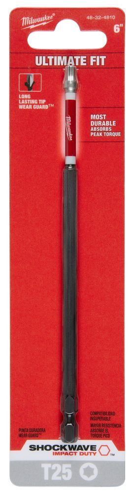 Milwaukee Shockwave Impact T25 Torx Bit, 6-In