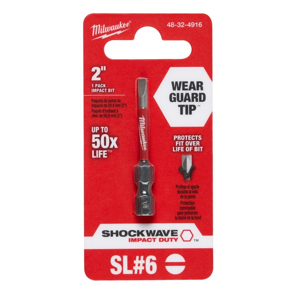 Milwaukee SHOCKWAVE 2-In Impact Duty Slotted 1/8-In Power Bit