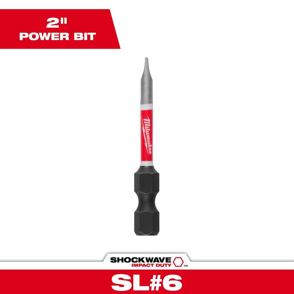 Milwaukee Shockwave Impact #6 Slotted Bit, 2-In
