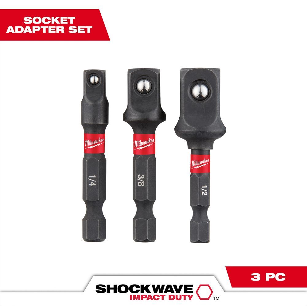 Milwaukee Impact Duty Shank To Socket Adapter Bit Set, 3-Pc