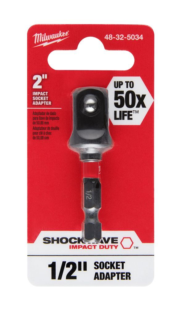 Milwaukee Impact Duty Shank To Socket Adapter Bit, 1/4-In Hex x 1/2-In Drive