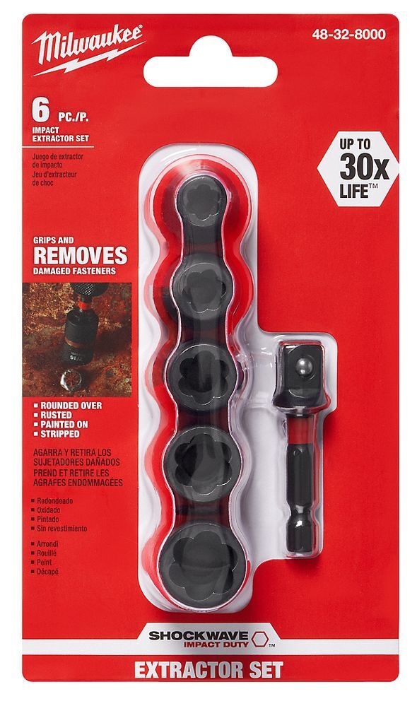 Milwaukee Shockwave Impact Bolt Extractor Set, 6-Pc