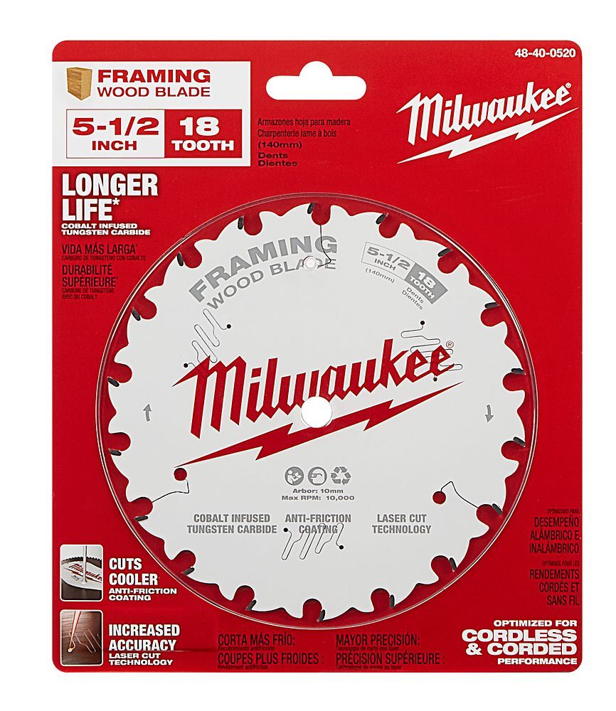 Milwaukee Framing Circular Saw Blade, 18T, 5 1/2-In