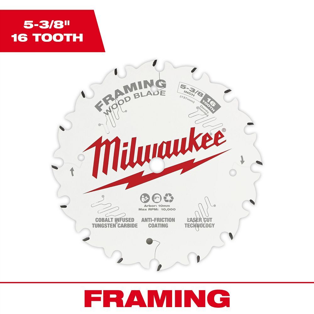 Milwaukee Framing Circular Saw Blade, 16T, 5 3/8-In