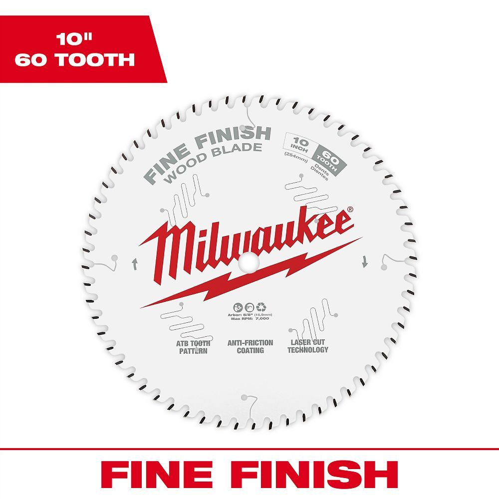 Milwaukee Fine Finish Circular Saw Blade, 60T, 10-In
