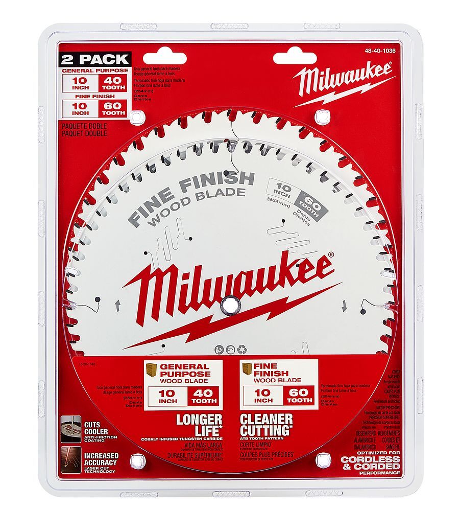 Milwaukee Wood Cutting Circular Saw Blades, 40T & 60T, 10-In, 2-Pk