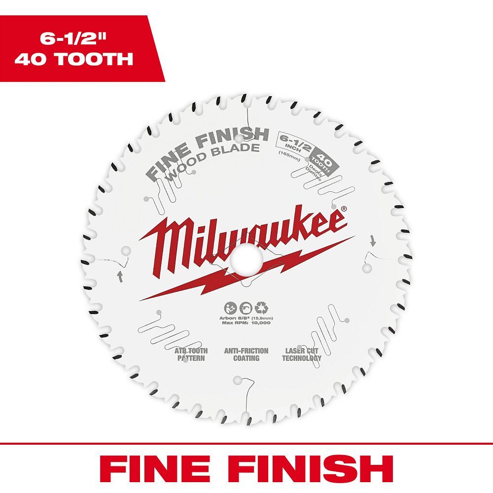 Milwaukee Fine Finish Circular Saw Blade, 40T, 6 1/2-In