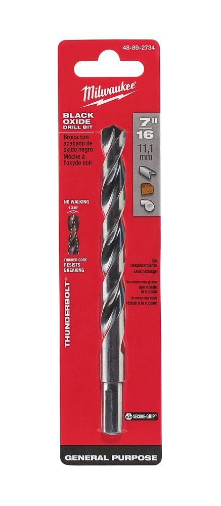 Milwaukee Thunderbolt Black Oxide Drill Bit, 7/16-In