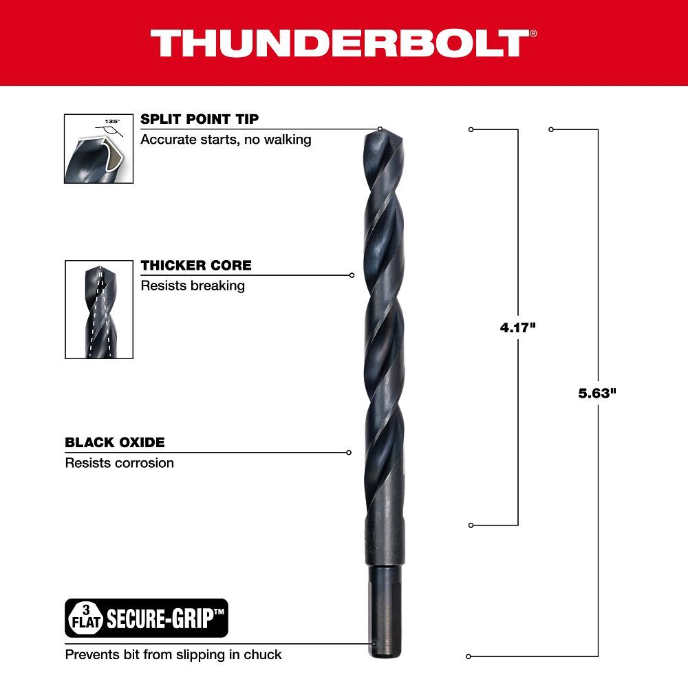 Milwaukee Thunderbolt Black Oxide Drill Bit, 29/64-In