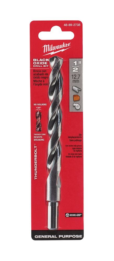 Milwaukee Thunderbolt Black Oxide Drill Bit, 1/2-In