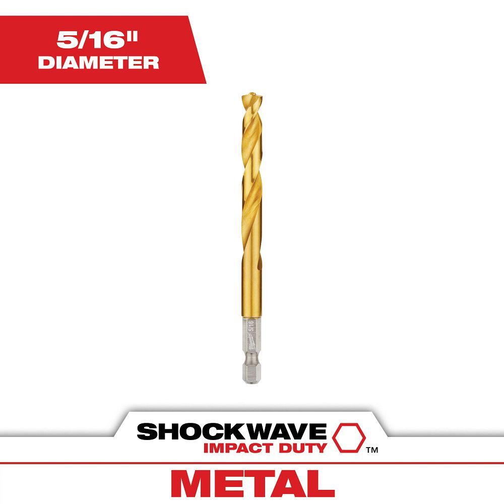Milwaukee Shockwave Impact Duty Red Helix Titanium Drill Bit, 5/16-In