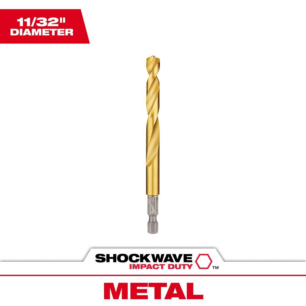 Milwaukee Shockwave Impact Duty Red Helix Titanium Drill Bit, 11/32-In
