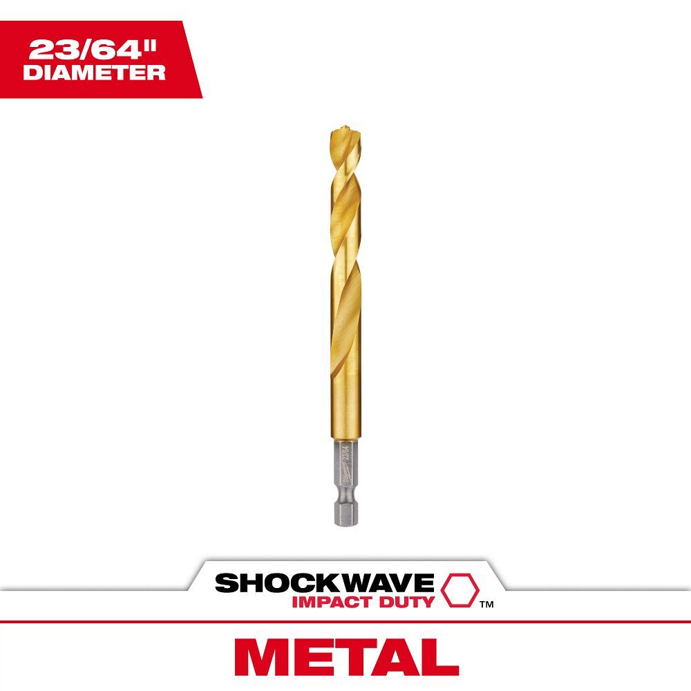 Milwaukee Shockwave Impact Duty Red Helix Titanium Drill Bit, 23/64-In