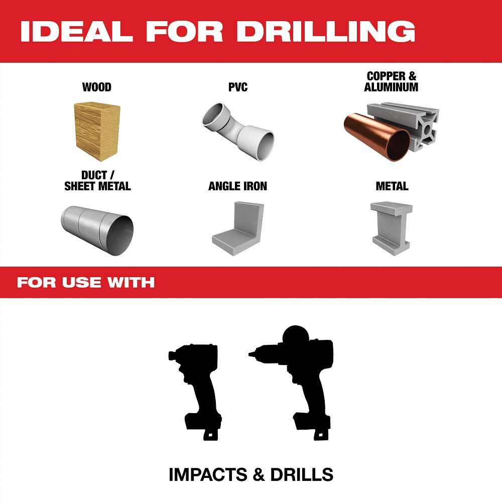 Milwaukee Shockwave Impact Duty Red Helix Titanium Drill Bit, 3/8-In