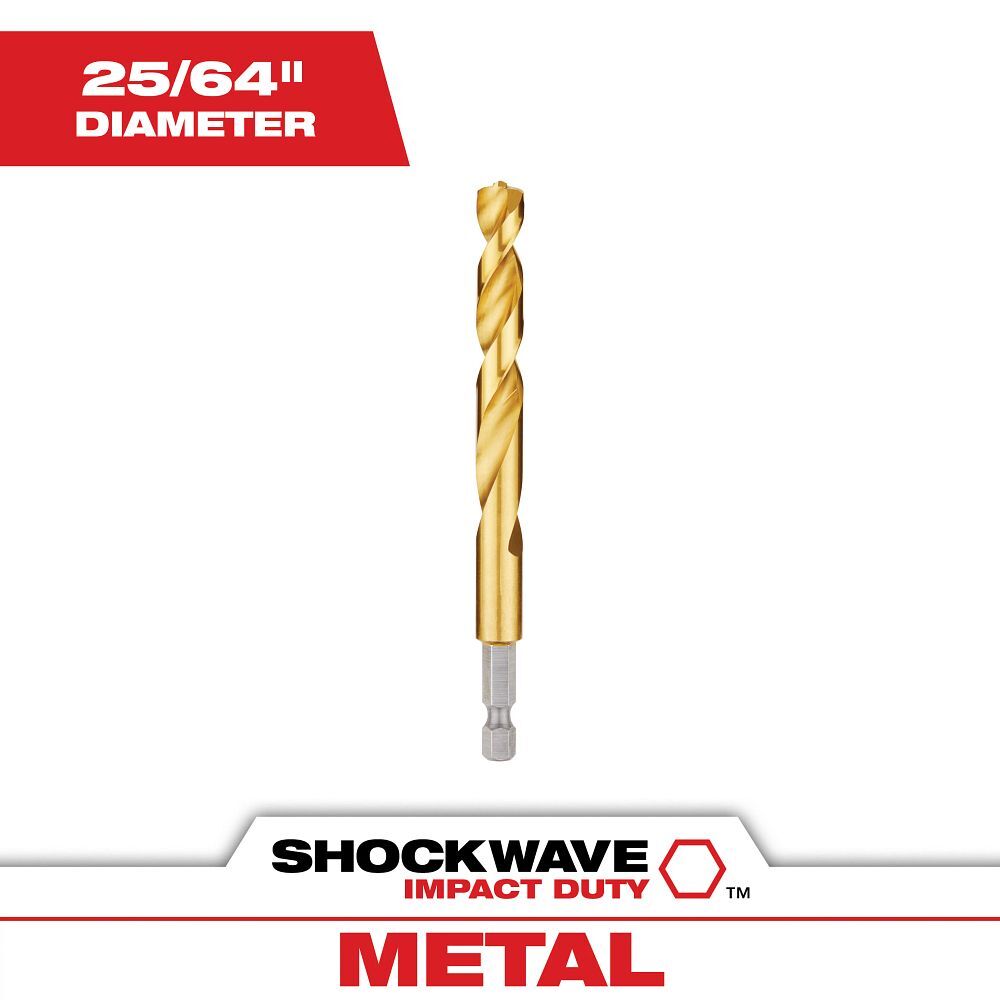 Milwaukee Shockwave Impact Duty Red Helix Titanium Drill Bit, 25/64-In