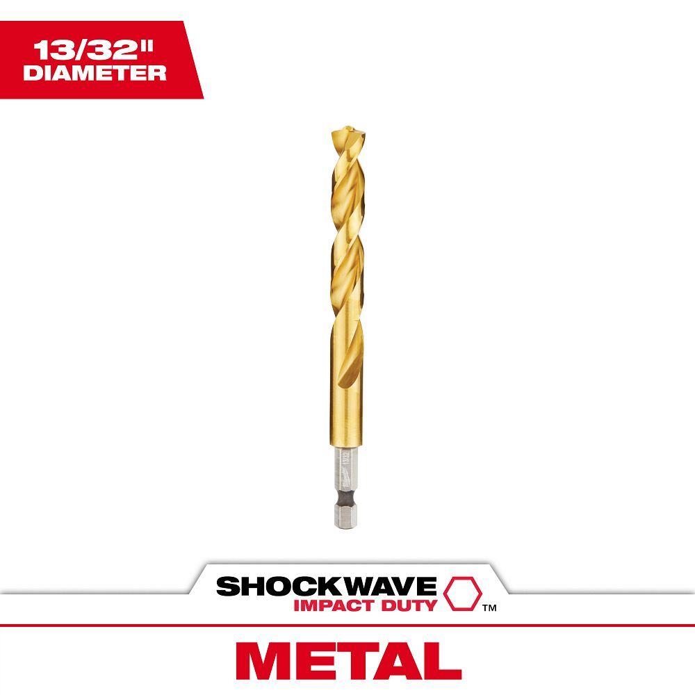 Milwaukee Shockwave Impact Duty Red Helix Titanium Drill Bit, 13/32-In
