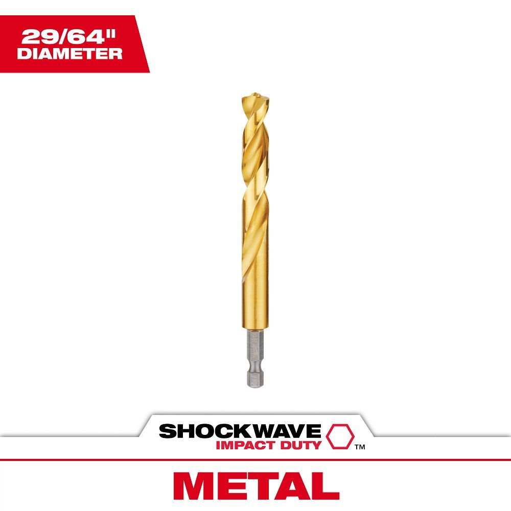 Milwaukee Shockwave Impact Duty Red Helix Titanium Drill Bit, 29/64-In