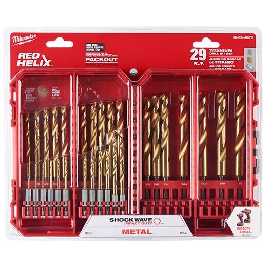 Milwaukee Shockwave Impact Duty Red Helix Titanium Drill Bit Set, 29-Pc