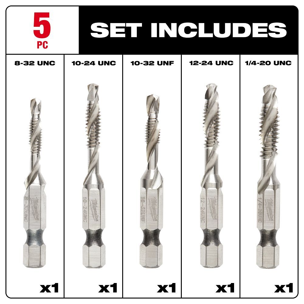 Milwaukee Shockwave Impact Duty Drill & Tap Bit Set, 5-Pc