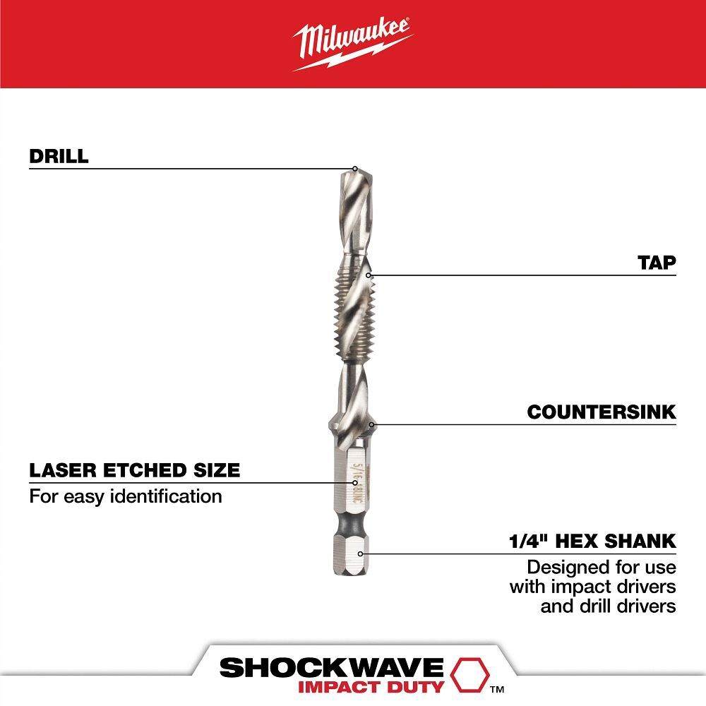 Milwaukee Shockwave Impact Duty Metric Drill & Tap Bit Set, 5-Pc