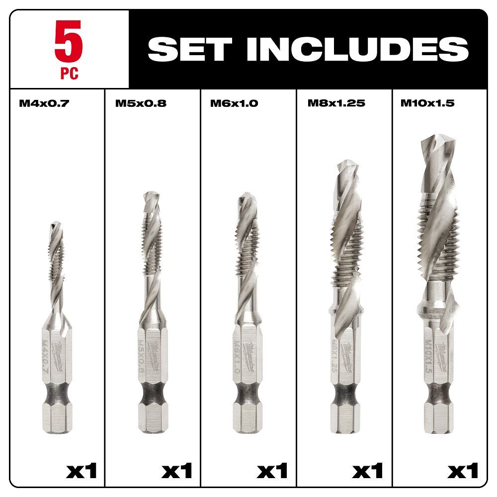 Milwaukee Shockwave Impact Duty Metric Drill & Tap Bit Set, 5-Pc