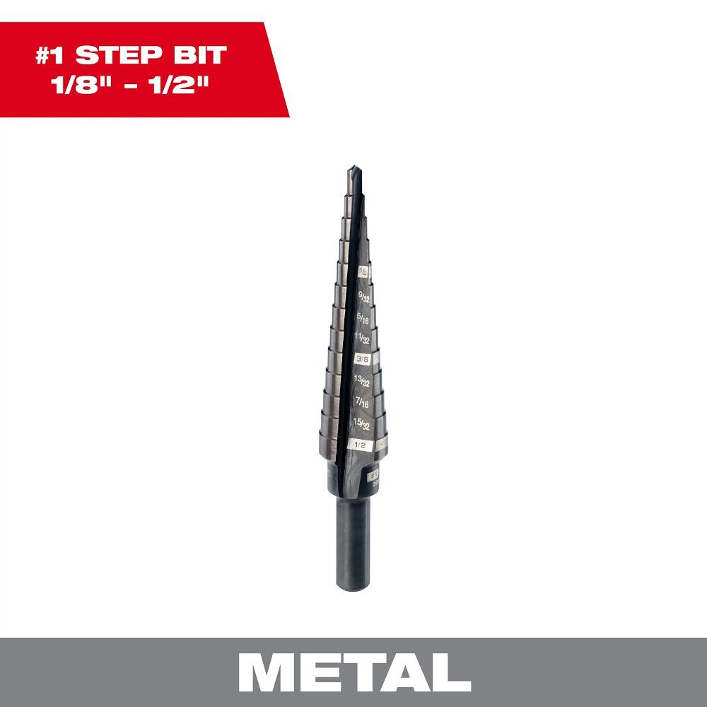 Milwaukee Step Drill Bit, #1, 1/8-In - 1/2-In