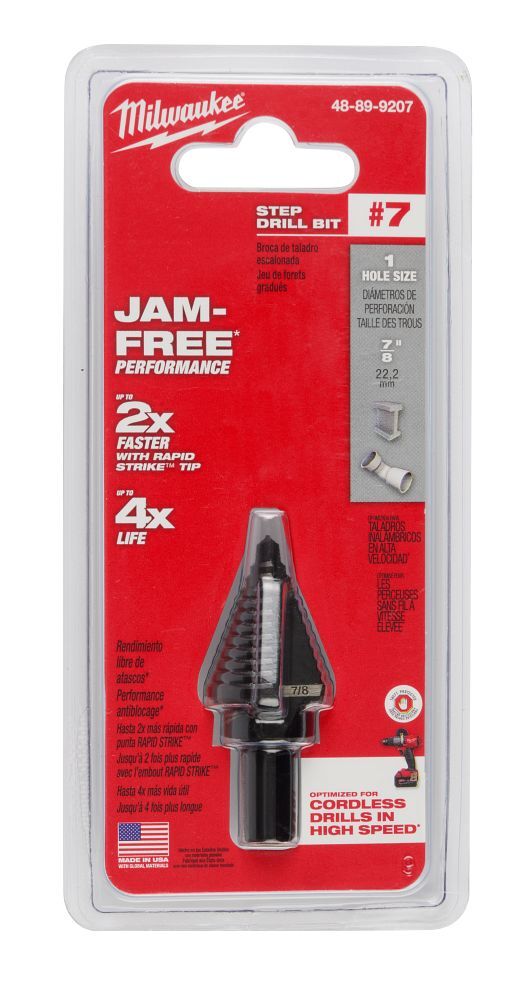 Milwaukee Step Drill Bit, #7, 7/8-In