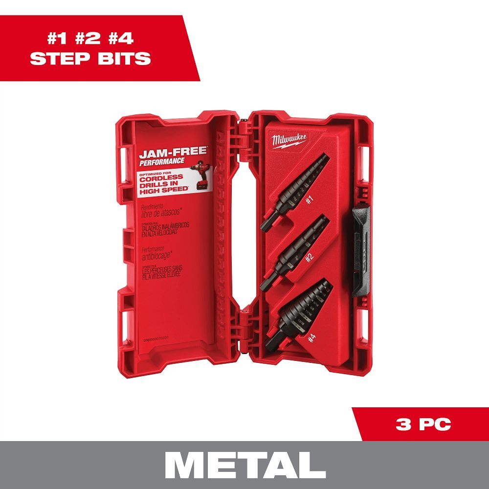 Milwaukee Step Drill Bit Set, 3-Pc