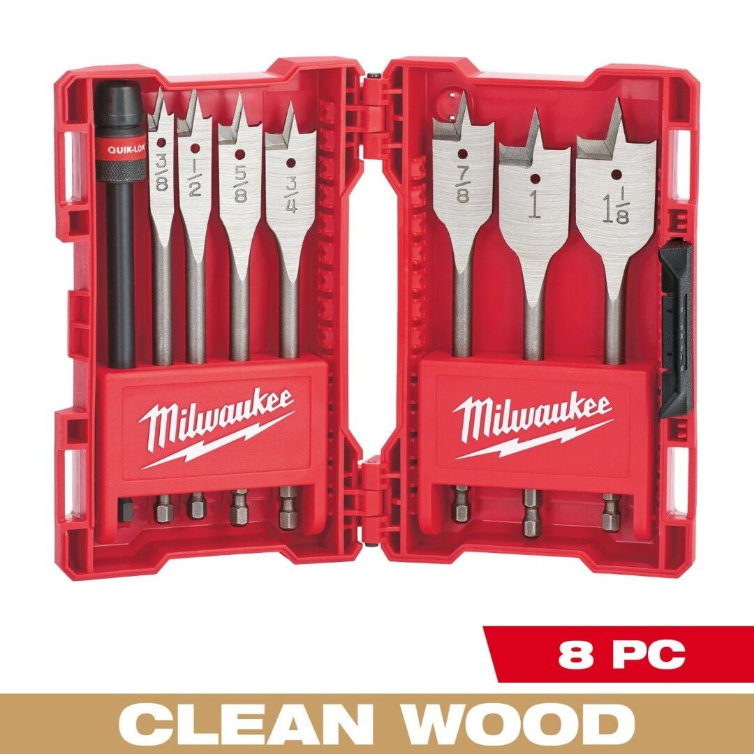 Milwaukee Flat Boring Bit Universal Set, 6 in. 8 Piece