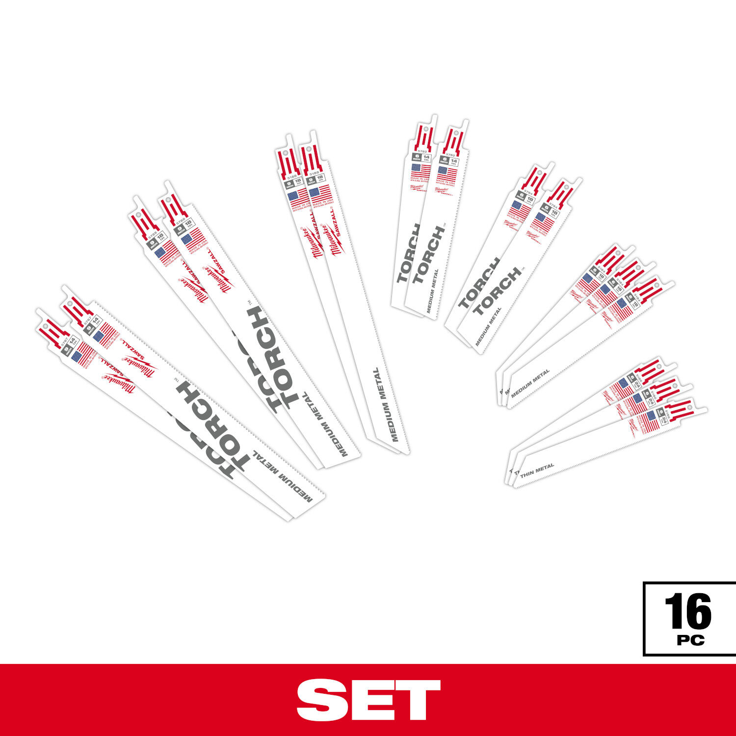 Milwaukee Sawzall Metal Cutting Blade Set, 16 Piece