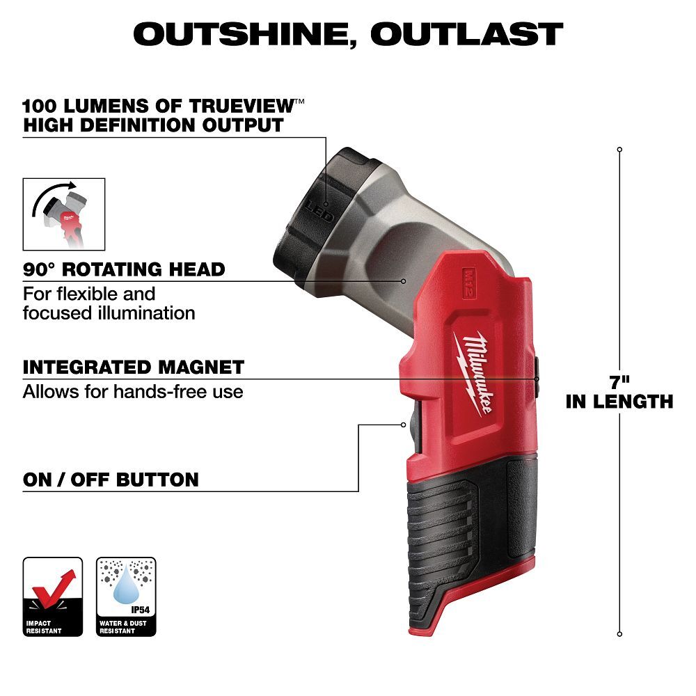 Milwaukee M12 Work Light, 100-Lm (Tool Only)