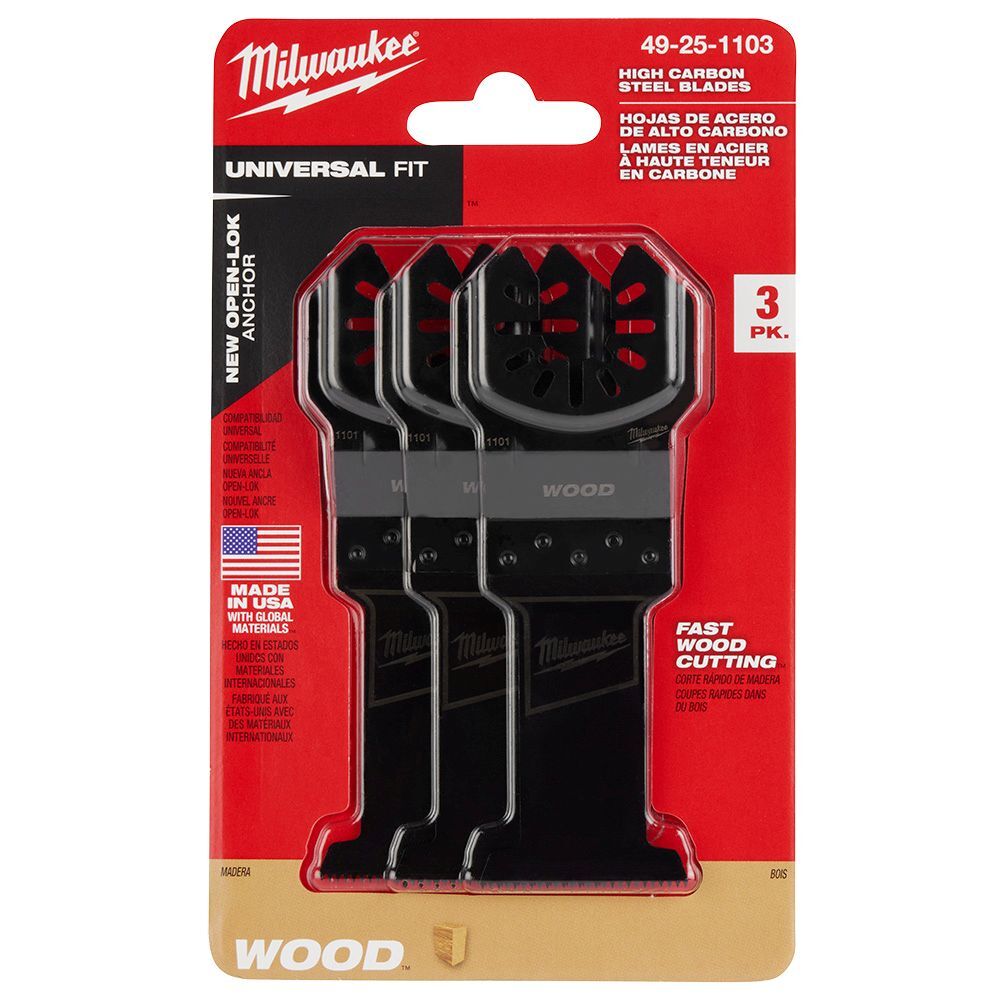 Milwaukee OPEN-LOK 1-3/8-In HCS Wood Multi-Tool Blades, 3-Pk