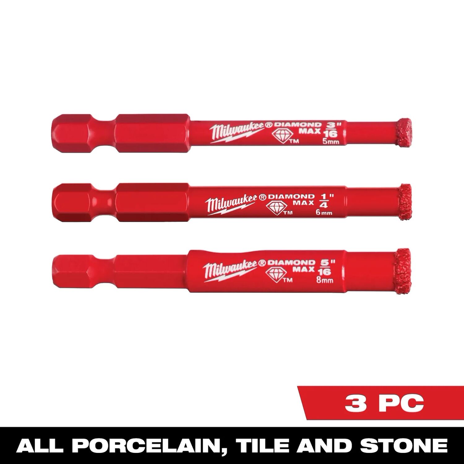 Milwaukee Diamond Max Hole Saw Bit Set, 3-Pc