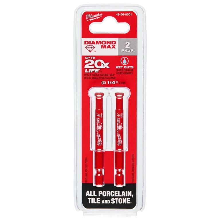 Milwaukee Diamond Max Hole Saw Bit, 1/4-In, 2-Pk