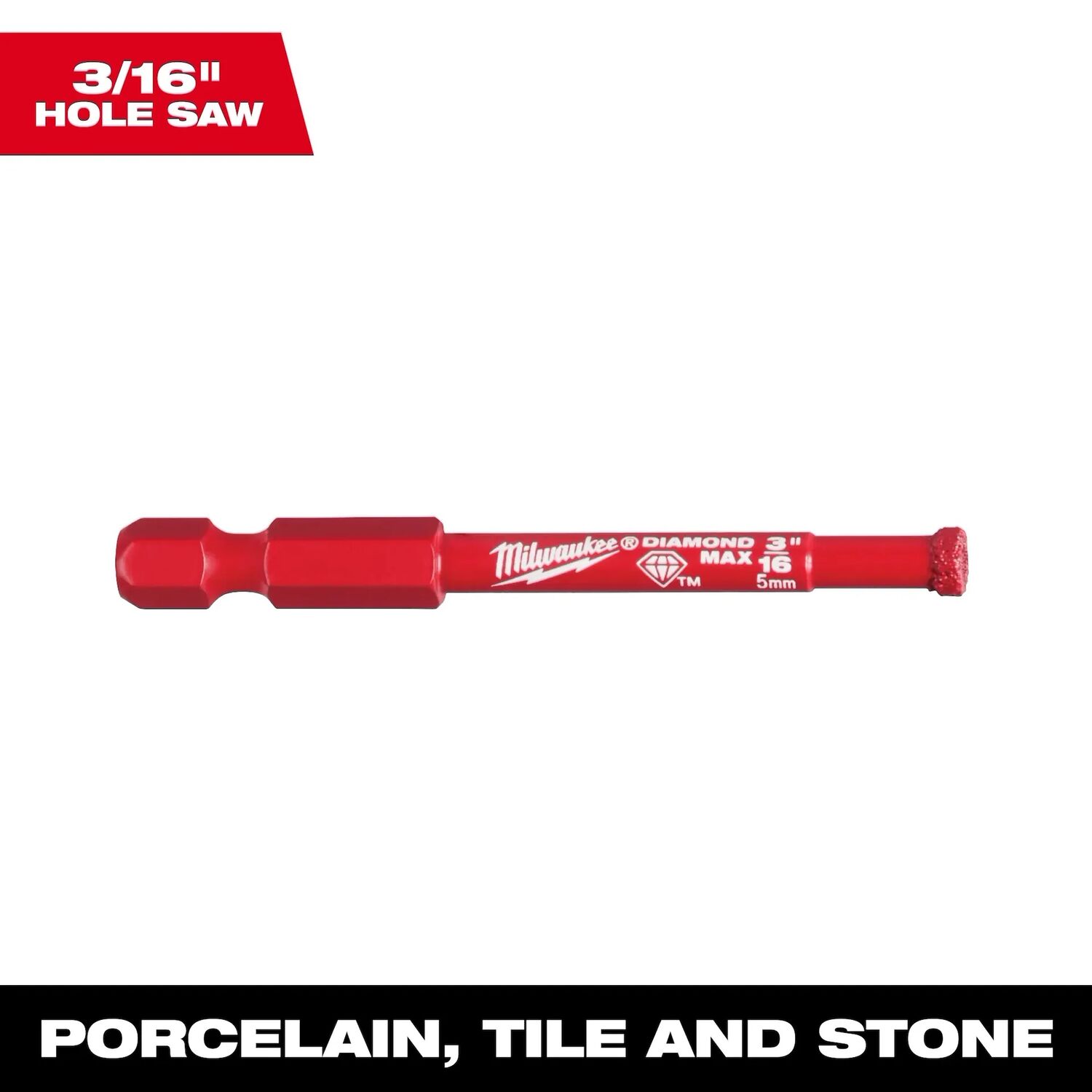 Milwaukee Diamond Max Hole Saw Bit, 3/16-In