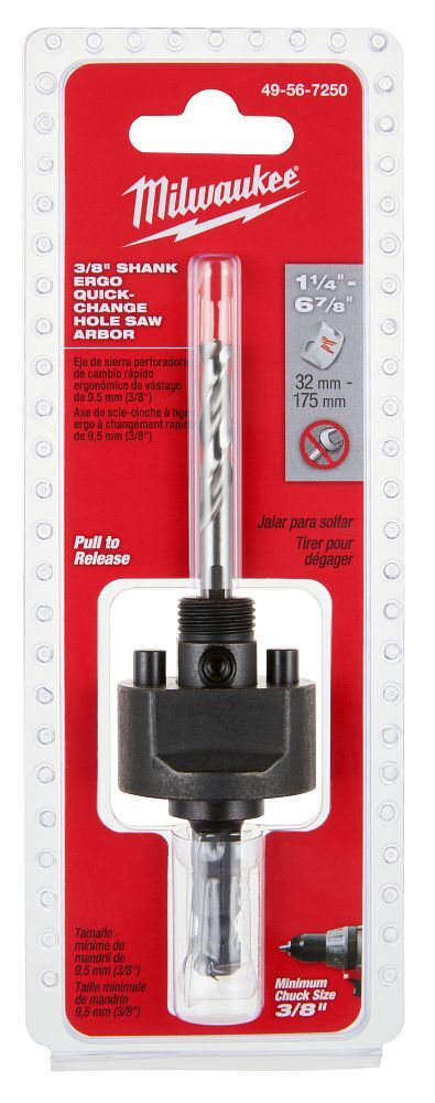 Milwaukee Large Thread Quick Change Hole Saw Arbor, 3/8-In