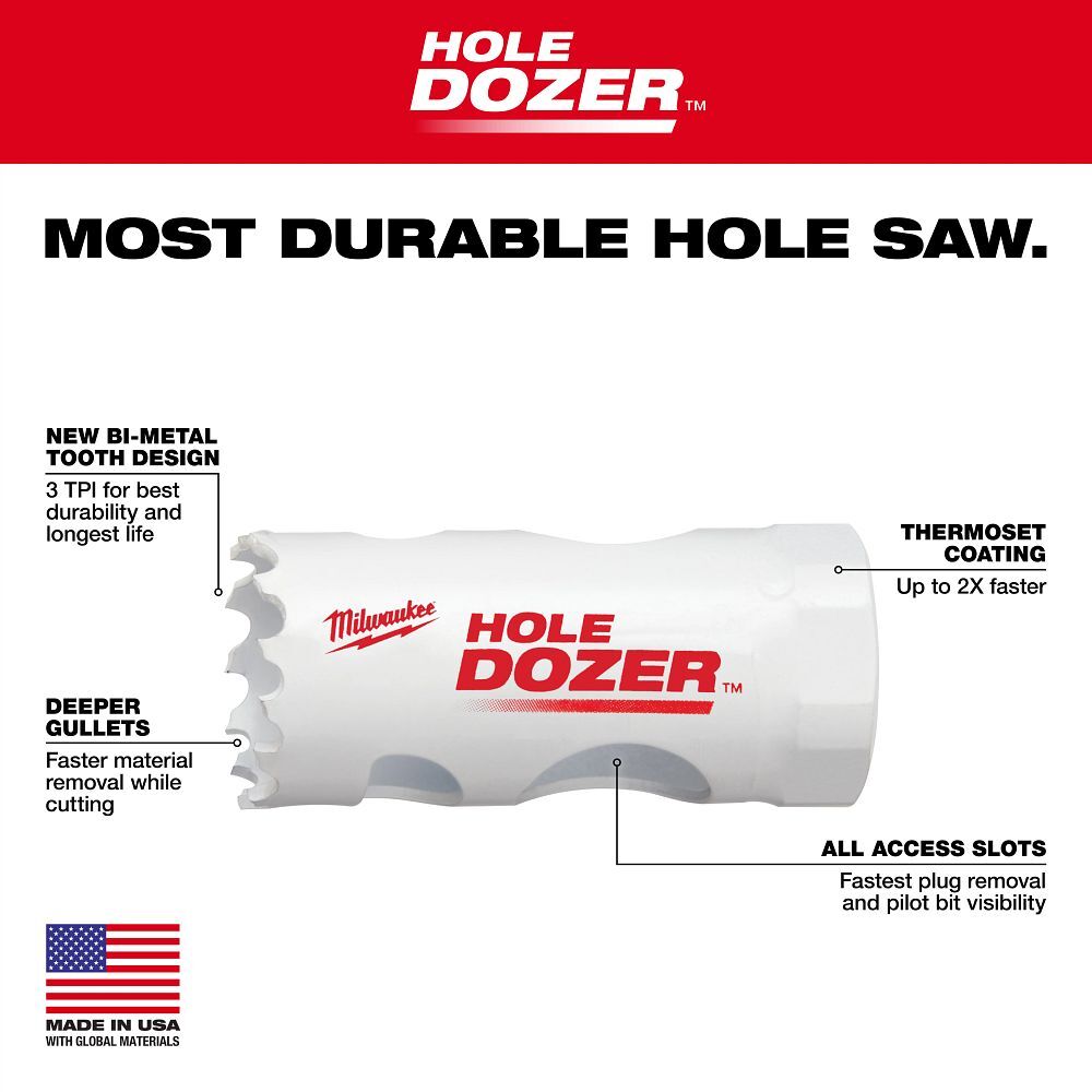 Milwaukee Hole Dozer Bi-Metal Cup Hole Saw, 1 3/8-In