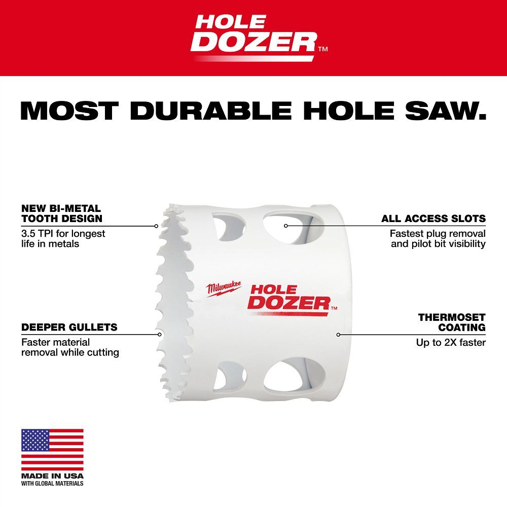 Milwaukee Hole Dozer Bi-Metal Cup Hole Saw, 2 5/8-In
