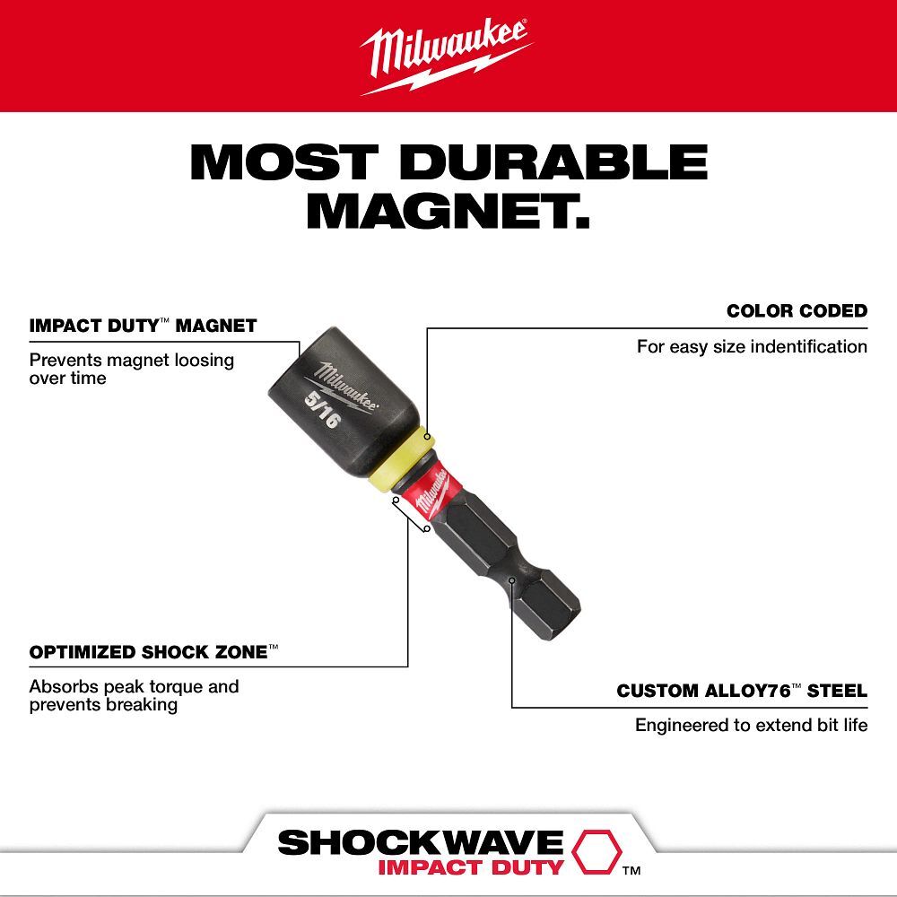 Milwaukee Impact Duty Magnetic Nut Driver, 3/8-In x 1 7/8-In