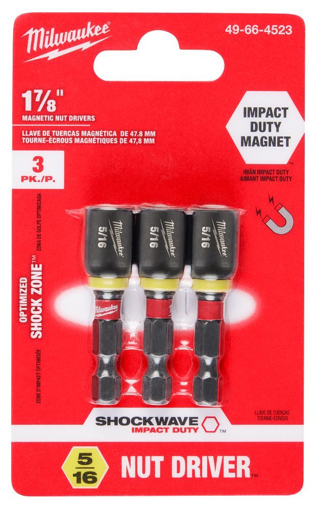 Milwaukee Impact Duty Magnetic Nut Driver, 5/16-In x 1 7/8-In, 3-Pk