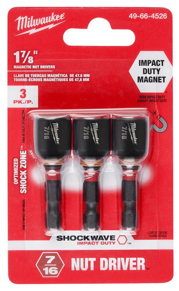 Milwaukee Impact Duty Magnetic Nut Driver, 7/16-In x 1 7/8-In, 3-Pk